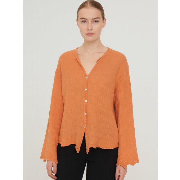 Project AJ117 Copenhagen Blouse Top Button Front Rayon Peach Minimalist size XL - Picture 1 of 14